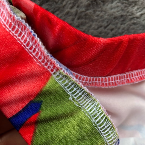 Playful Off The Shoulder Fitted Floral Red Roses Blue Midi Dress Size Large - Picture 10 of 11